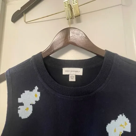 NWT Free Assembly Women's Sleeveless Floral Jacquard Mini Sweater Dress Size L - Picture 7 of 9